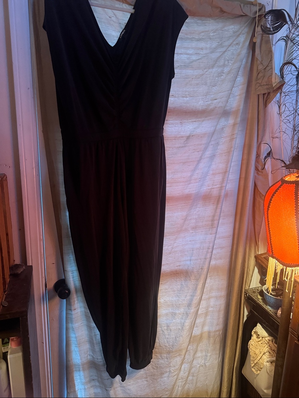 Express Black Romper with V drap neck